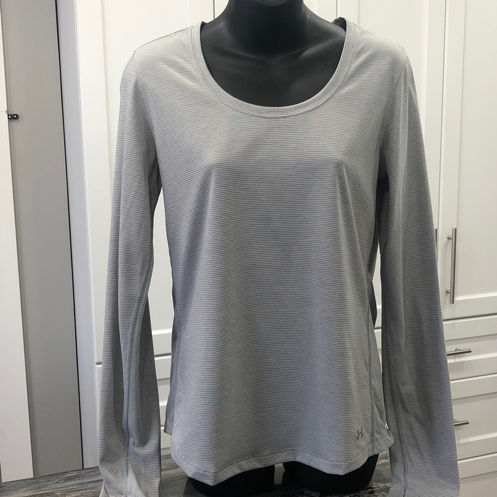 Under Armour Run Striped Shirt - Grey & White - Size S